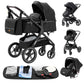 YAZOCO kinderwagen 3 in 1 Buggy Babybett Komplett Set Einem Klick Zusammenklappbarer Kinderwagen, KombiKinderwagen Aluminiumrahmen für Neugeborene 