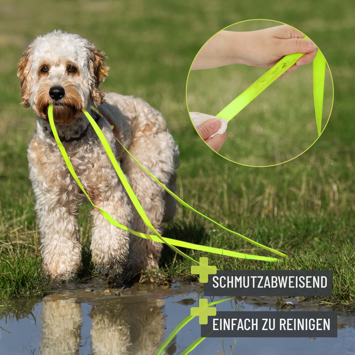 Schleppleine für Hunde 5 Meter, Schwarz I Robuste &amp; wasserfeste Hundeleine lang I Übungsleine mit Griff 