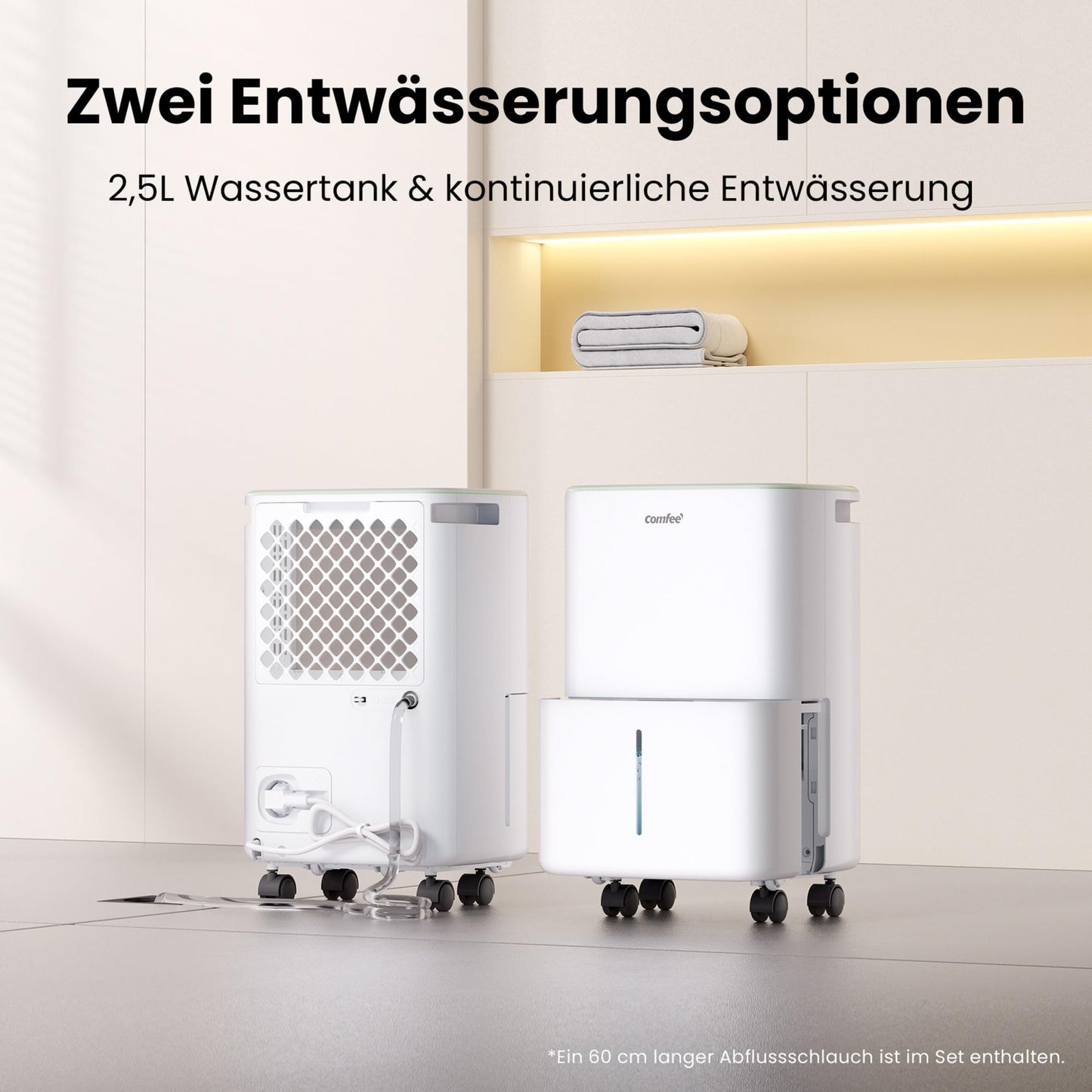 Luftentfeuchter, Entfeuchter 10 l/24 h, Raumgröße ca. 50 m³ (20 m²), LED-Anzeige 