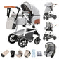 3-in-1 Kinderwagen-Set mit Sitz und faltbarem Babybett, verstellbare Liegeposition, bis 15 kg, 0-3 Jahre 