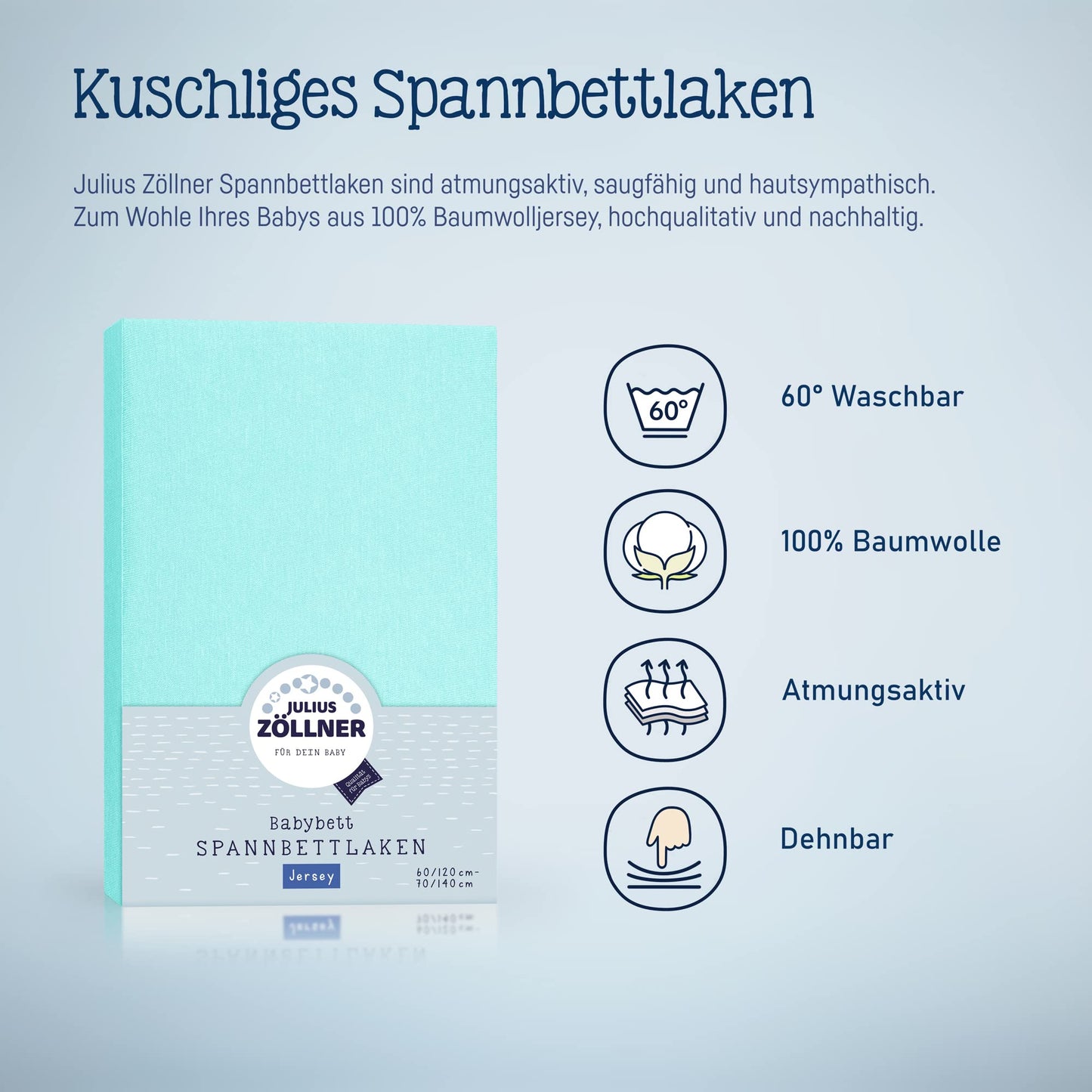 Spannbettlaken für Baby- &amp; Kinderbett, 100 % Jersey-Baumwolle, 2er Pack 