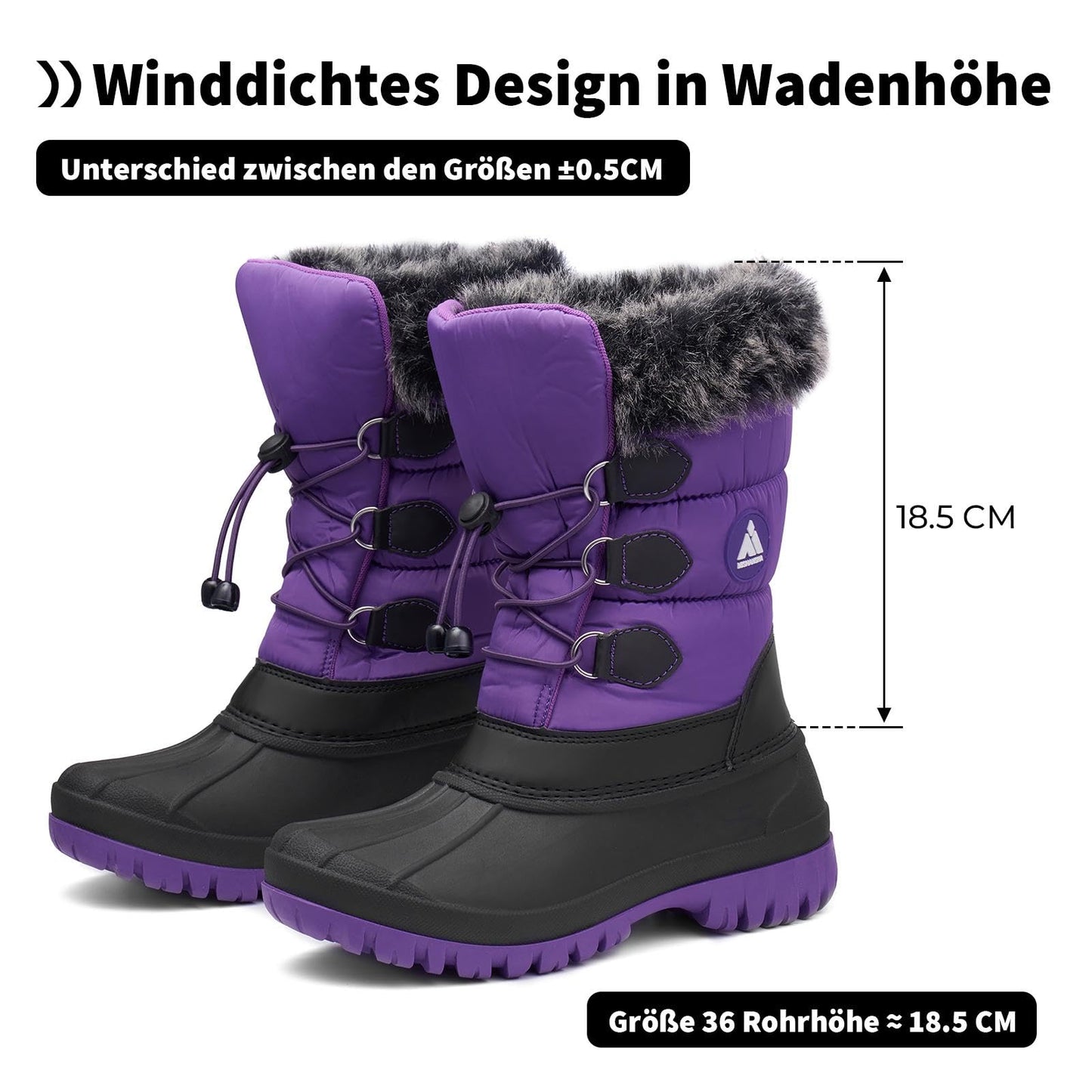 Mishansha Kinder Winterstiefel Gefüttert Wasserdichte Rutschfest Schneestiefel für Mädchen Jungen 