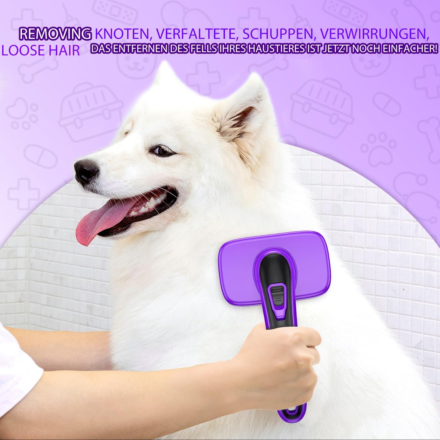 Hundebürste für Hunde und Katzen, selbstreinigend, Katzenbürste für Unterwäsche und Fell 