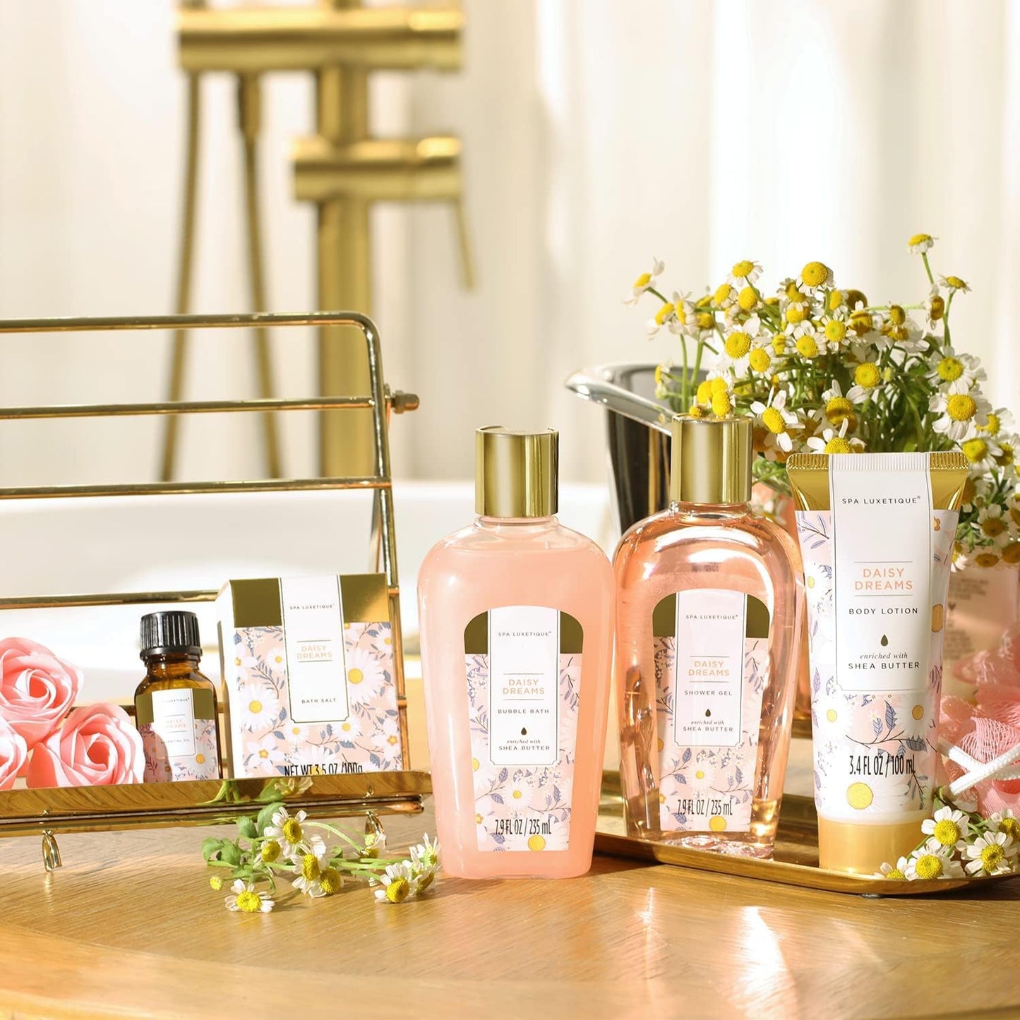 SPA LUXETIQUE Wellness Set für Frauen - 8tlg Rosenduft Bade Geschenkset für Frauen 