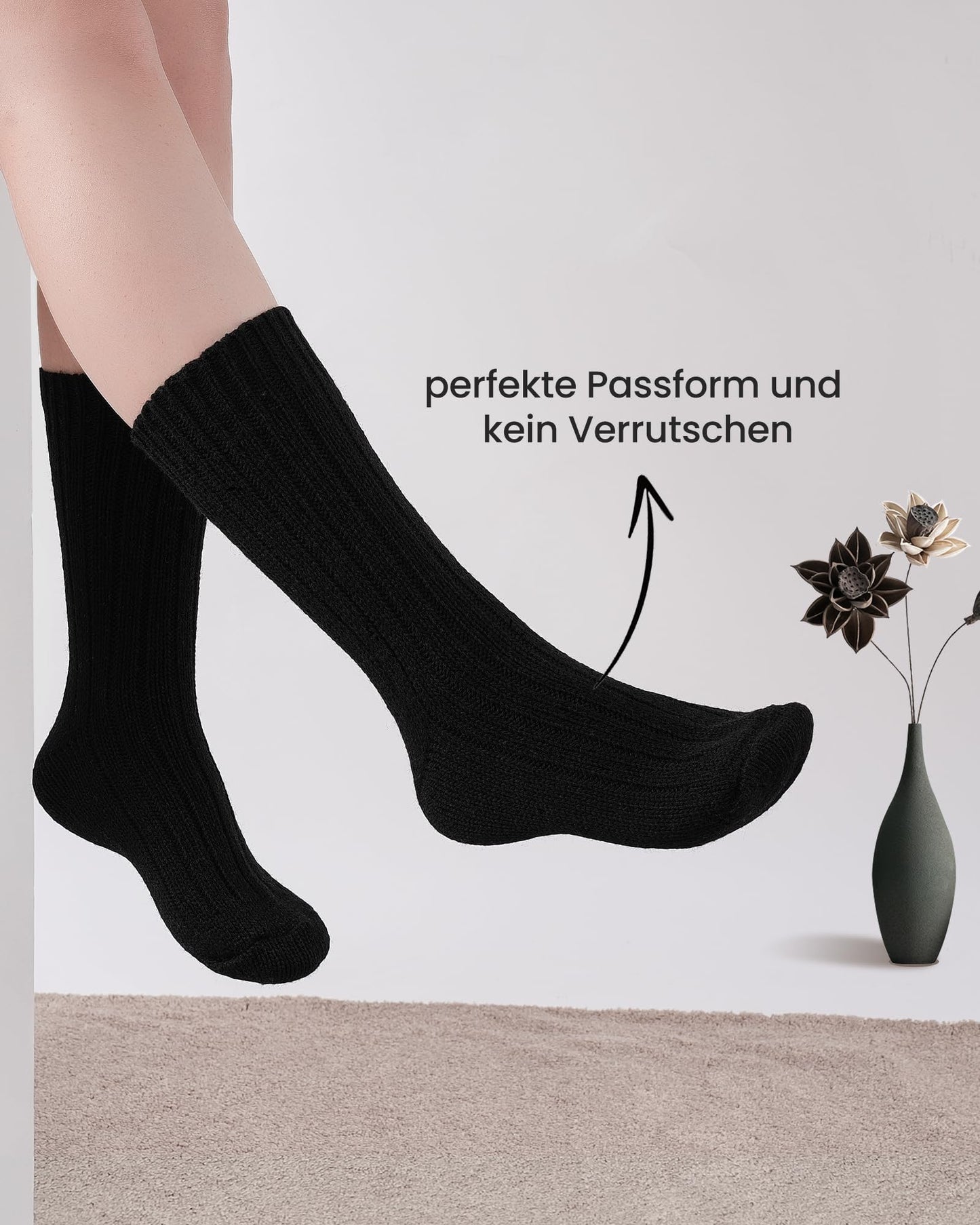 4 Paar Alpaka Socken für Herren Damen, atmungsative Thermosocken Extra Warm, Dicke Wintersocken mit Alpakawolle 