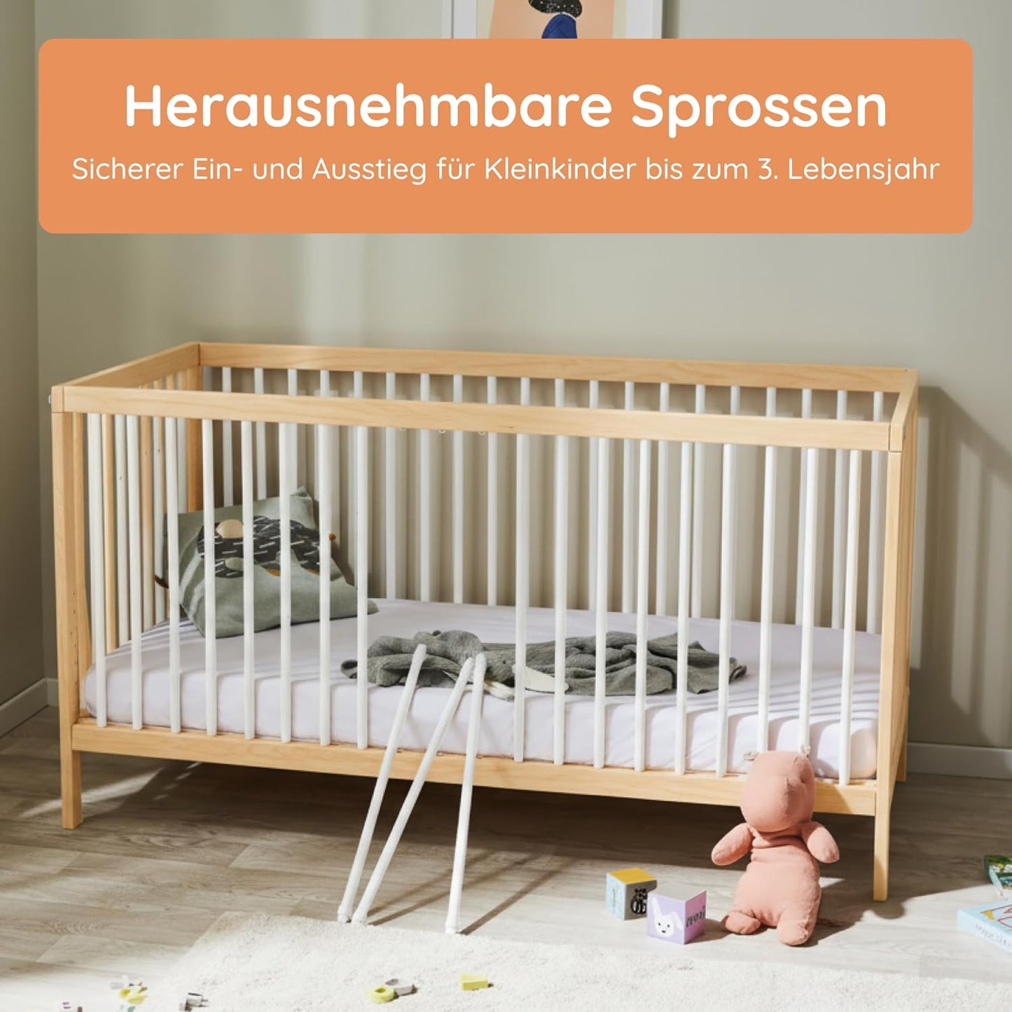 Kids Collective Babybett 60x120 | 70x140 cm, höhenverstellbar 