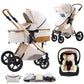 Shineey 3-in-1 Kinderwagen, Buggy, faltbarer Kinderwagen-Satz, Kombi-Kinderwagen 3-in-1 mit großer, komfortabler Babywanne, Gestell aus Aluminiumlegierung 