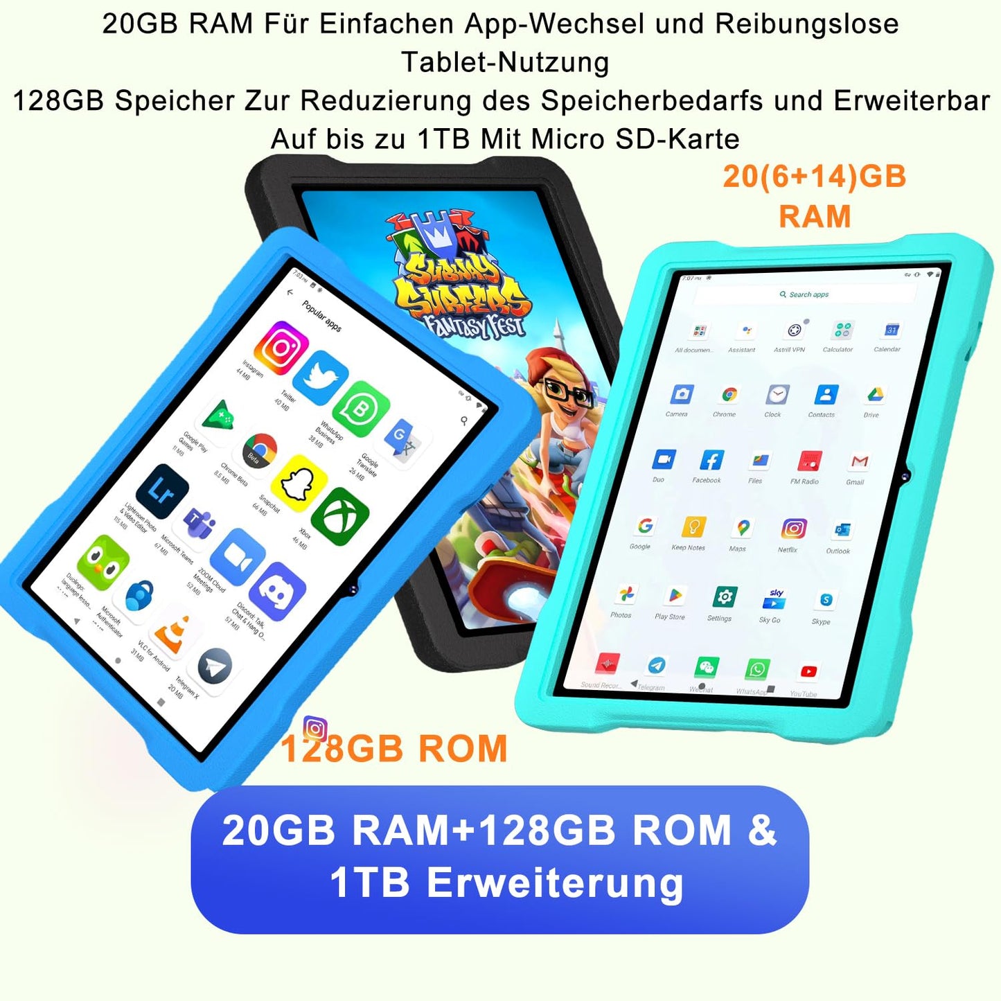 Neuestes Tablet (2025): 10-Zoll-Android-Display mit 5G-WLAN, 6,20 GB RAM + 128 GB ROM (erweiterbar auf bis zu 1 TB), Octa-Core-Prozessor, Widevine L1, IWawa-Lern-App, 6000 mAh Akku, Bluetooth 5.0 