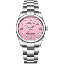 BUREI Women's Fashion Watch Analogue Quartz Steel Women Watch Business Dress