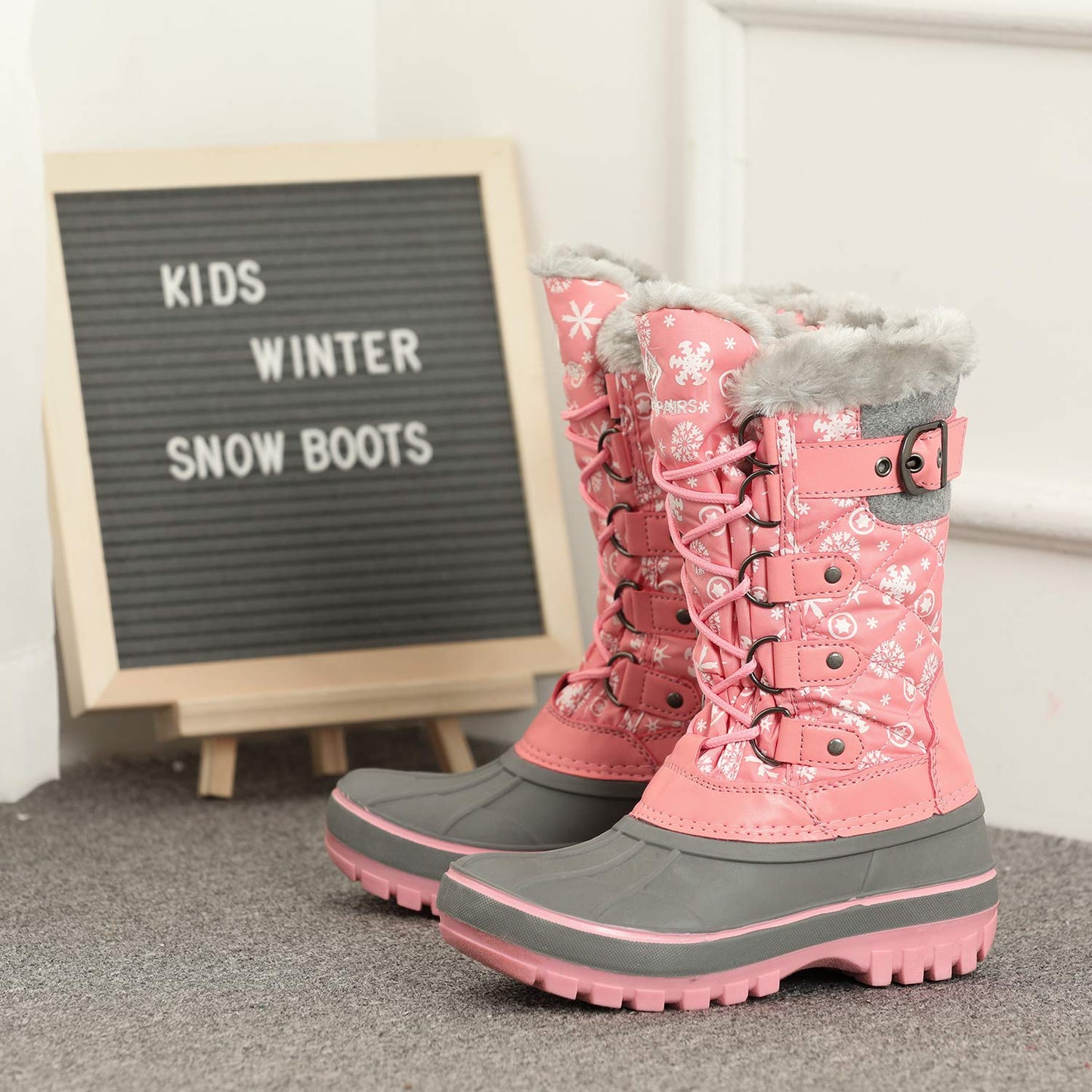 DREAM PAIRS Jungen Mädchen Winterstiefel Wasserabweisend, Warm Rutschfest Schneestiefel 