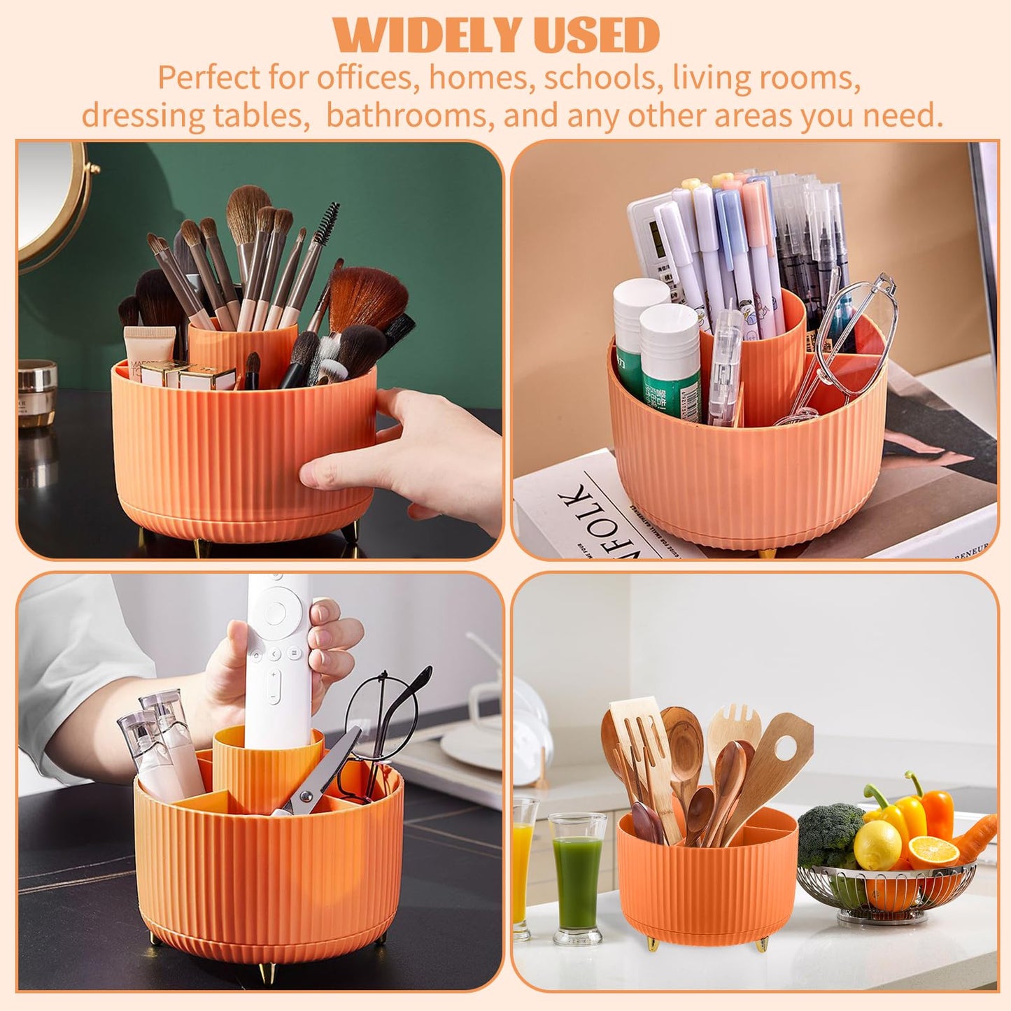 Make up Organizer 360° Drehbar, Pinselhalter Kosmetik Aufbewahrung mit 5 Fächern, Aesthetic Schminktisch Organizers für Zimmer Decor Frisiertisch 