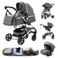 YAZOCO kinderwagen 3 in 1 Buggy Babybett Komplett Set Einem Klick Zusammenklappbarer Kinderwagen, KombiKinderwagen Aluminiumrahmen für Neugeborene 