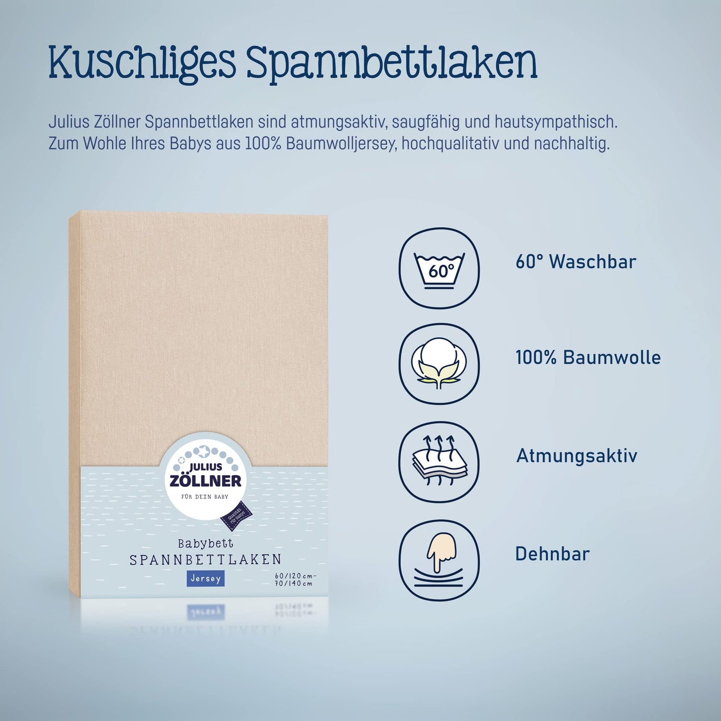 Spannbettlaken für Baby- &amp; Kinderbett, 100 % Jersey-Baumwolle, 2er Pack 