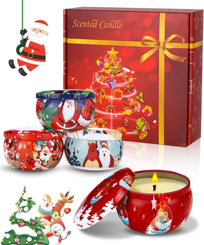 4 Stück Duftkerzen Geschenkset, Sojawachs Aromatherapie Kerzen 