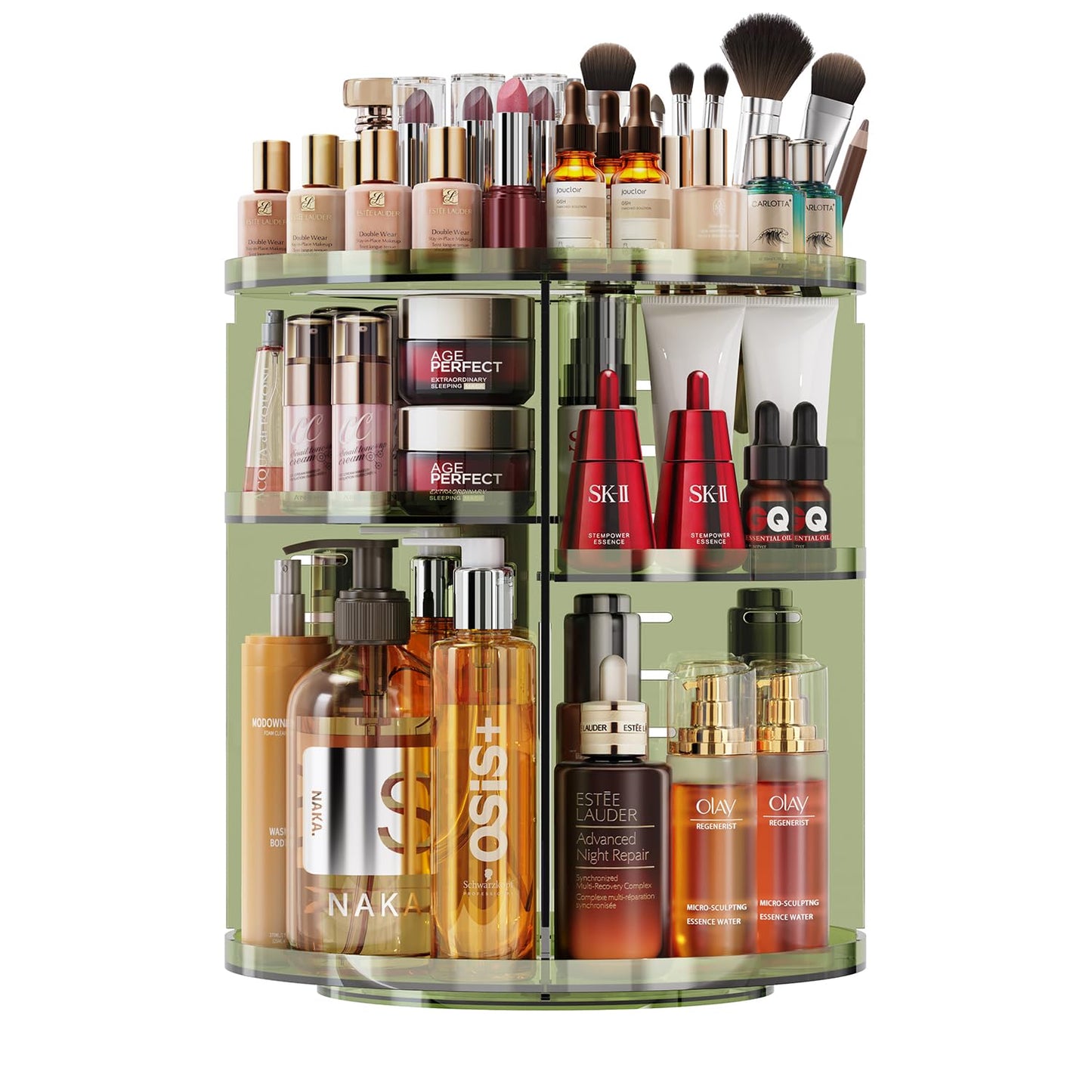 Auxmir Schminktisch Organizer mit 9 einstellbaren Stufen, Make Up Organizer 360° Drehbar, Extra Größer Kosmetik Hautpflege Organisieren 
