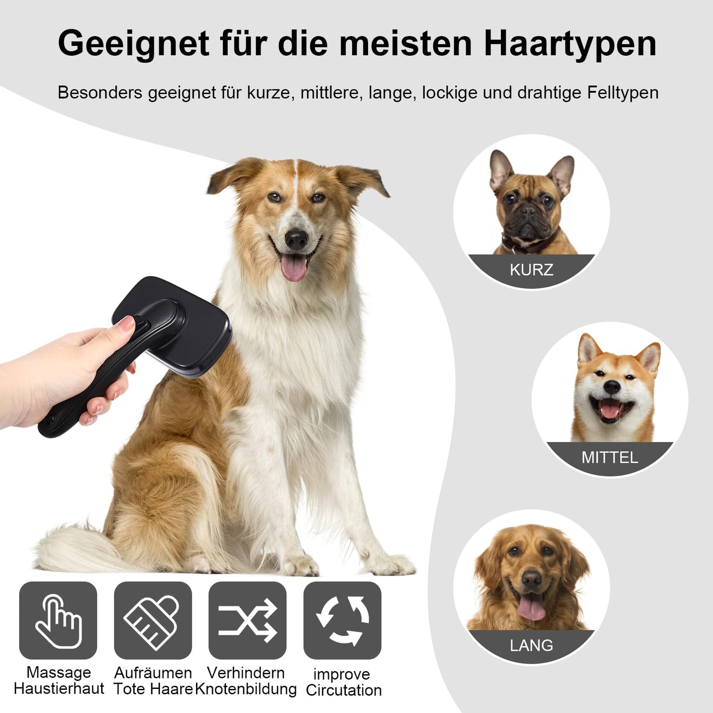 Hundebürste für Hunde und Katzen, selbstreinigend, Katzenbürste für Unterwäsche und Fell 