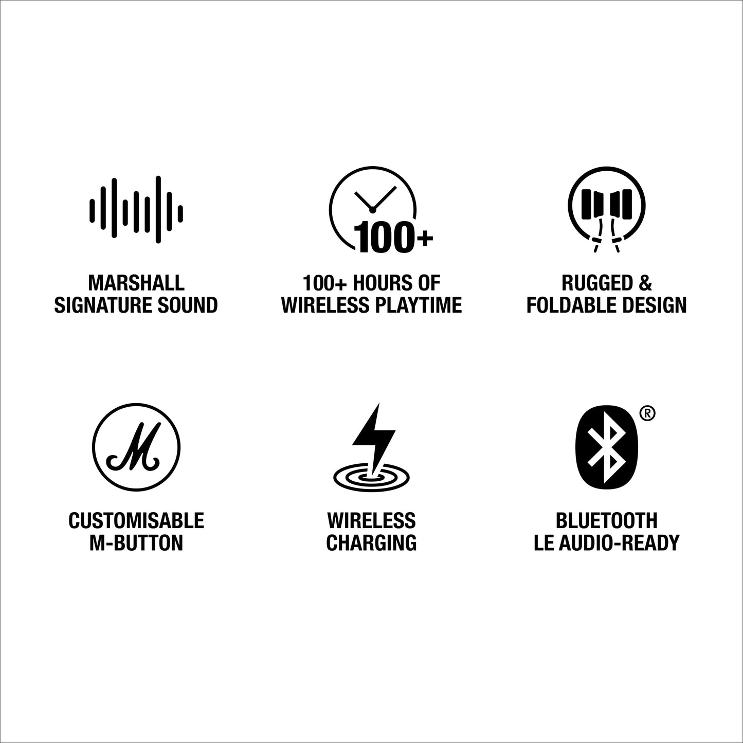 Marshall Major V Bluetooth-Kopfhörer, 100 Stunden Akkulaufzeit – Schwarz 