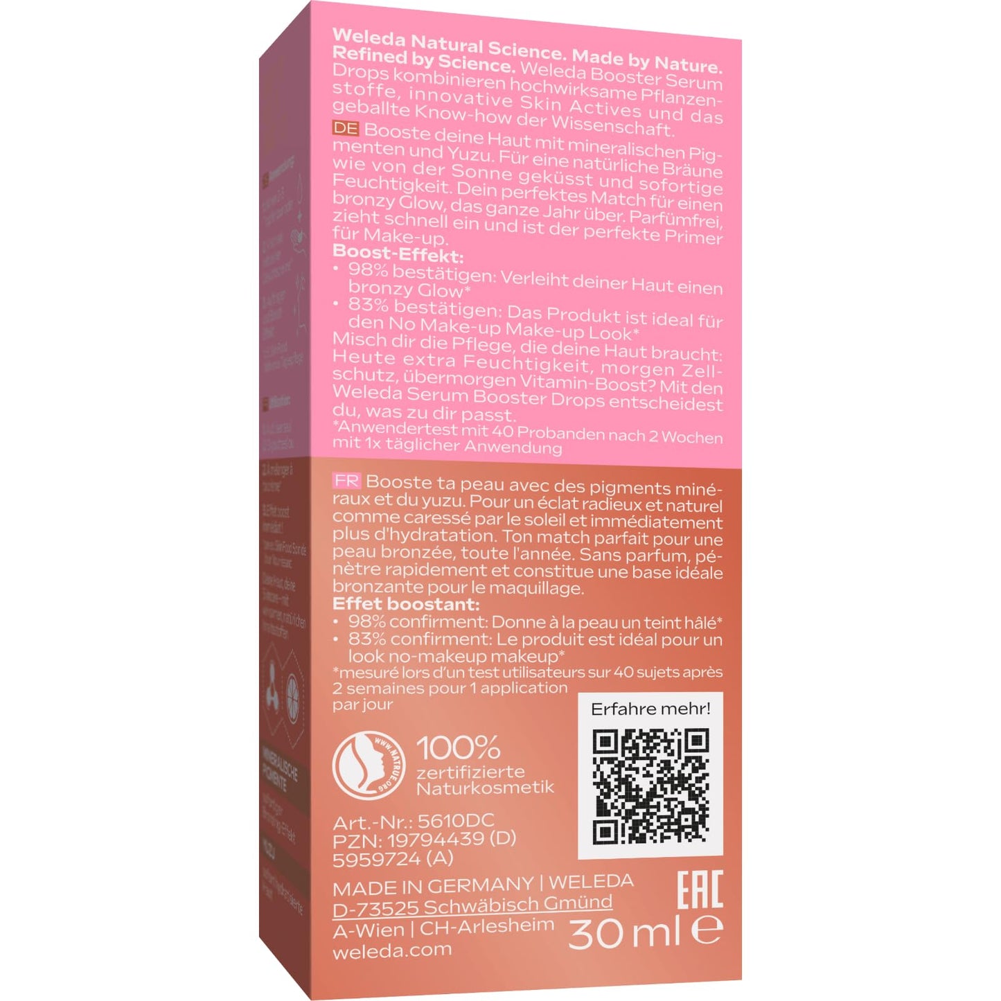 Weleda Organic Skin Food Glow Serum Drops – Natürliche Kosmetik-Booster-Tropfen mit Süßholz und lichtreflektierenden Pigmenten für einen strahlenden Teint und gegen Pigmentflecken 