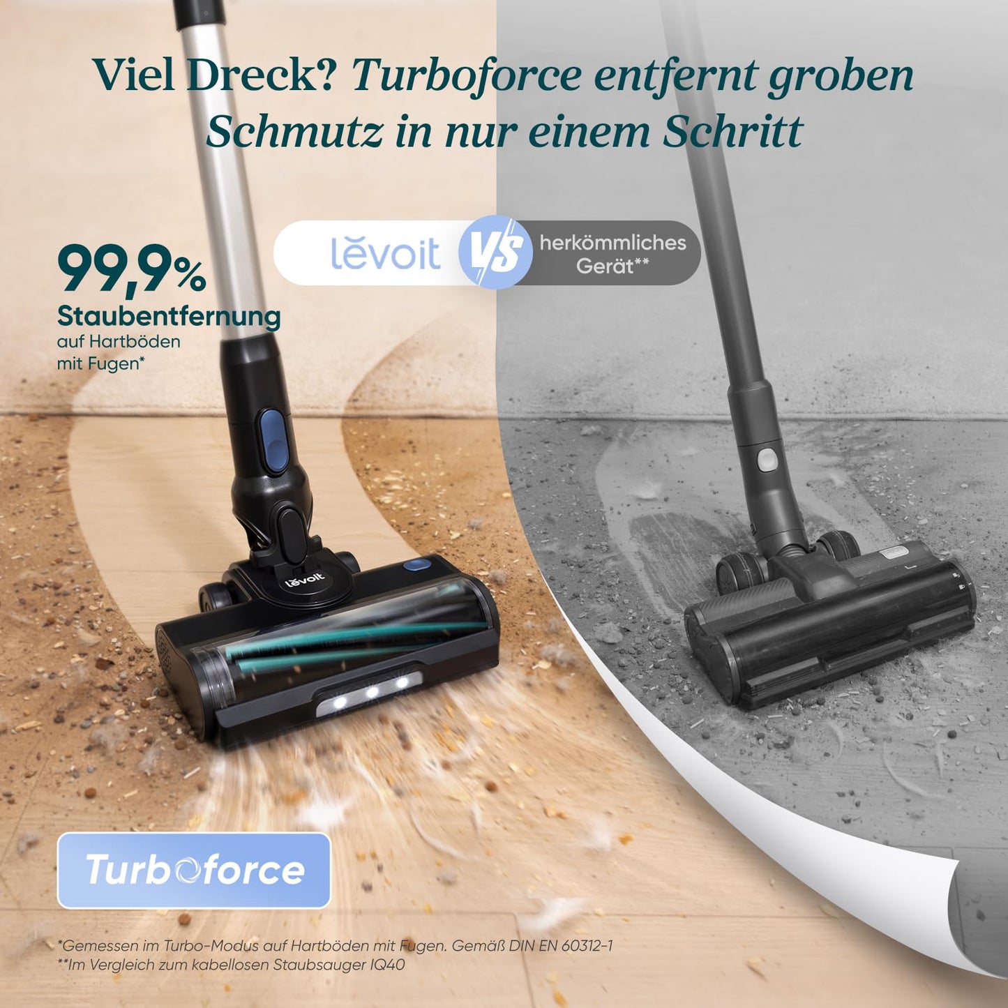 Akku Staubsauger -Levoit - Laufzeit für 75㎡ -4-in-1 Vacuum Cleaner - 99,9 Prozent Filterleistung
