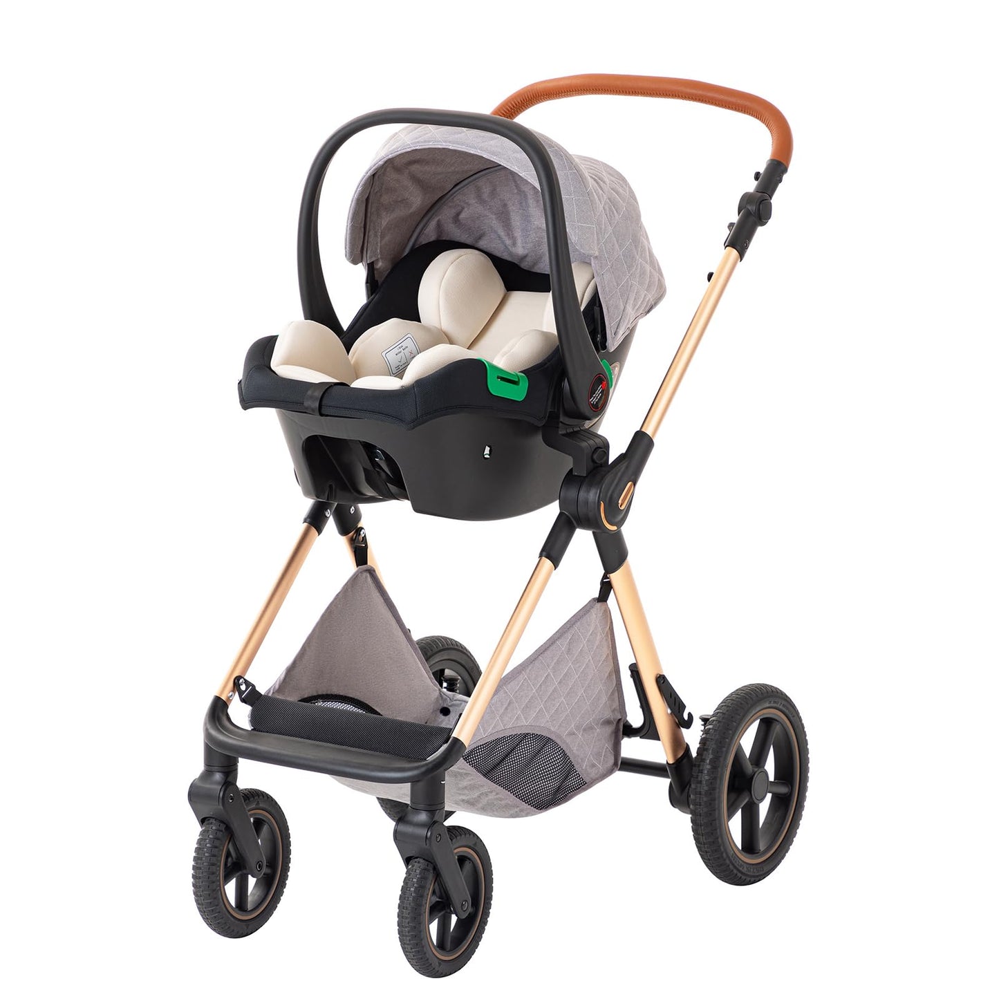 Shineey 3-in-1 Kinderwagen, Buggy, faltbarer Kinderwagen-Satz, Kombi-Kinderwagen 3-in-1 mit großer, komfortabler Babywanne, Gestell aus Aluminiumlegierung 