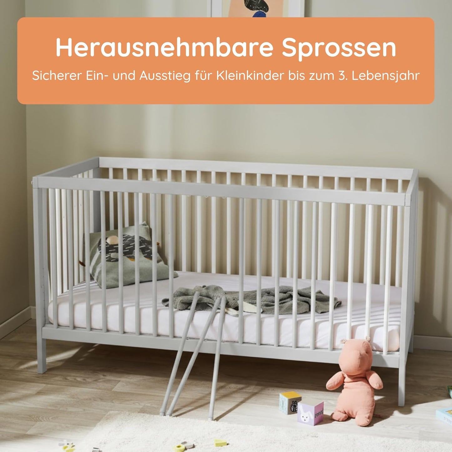 Kids Collective Babybett 60x120 | 70x140 cm, höhenverstellbar 
