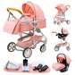YAZOCO kinderwagen 3 in 1 Buggy Babybett Komplett Set Einem Klick Zusammenklappbarer Kinderwagen, KombiKinderwagen Aluminiumrahmen für Neugeborene 