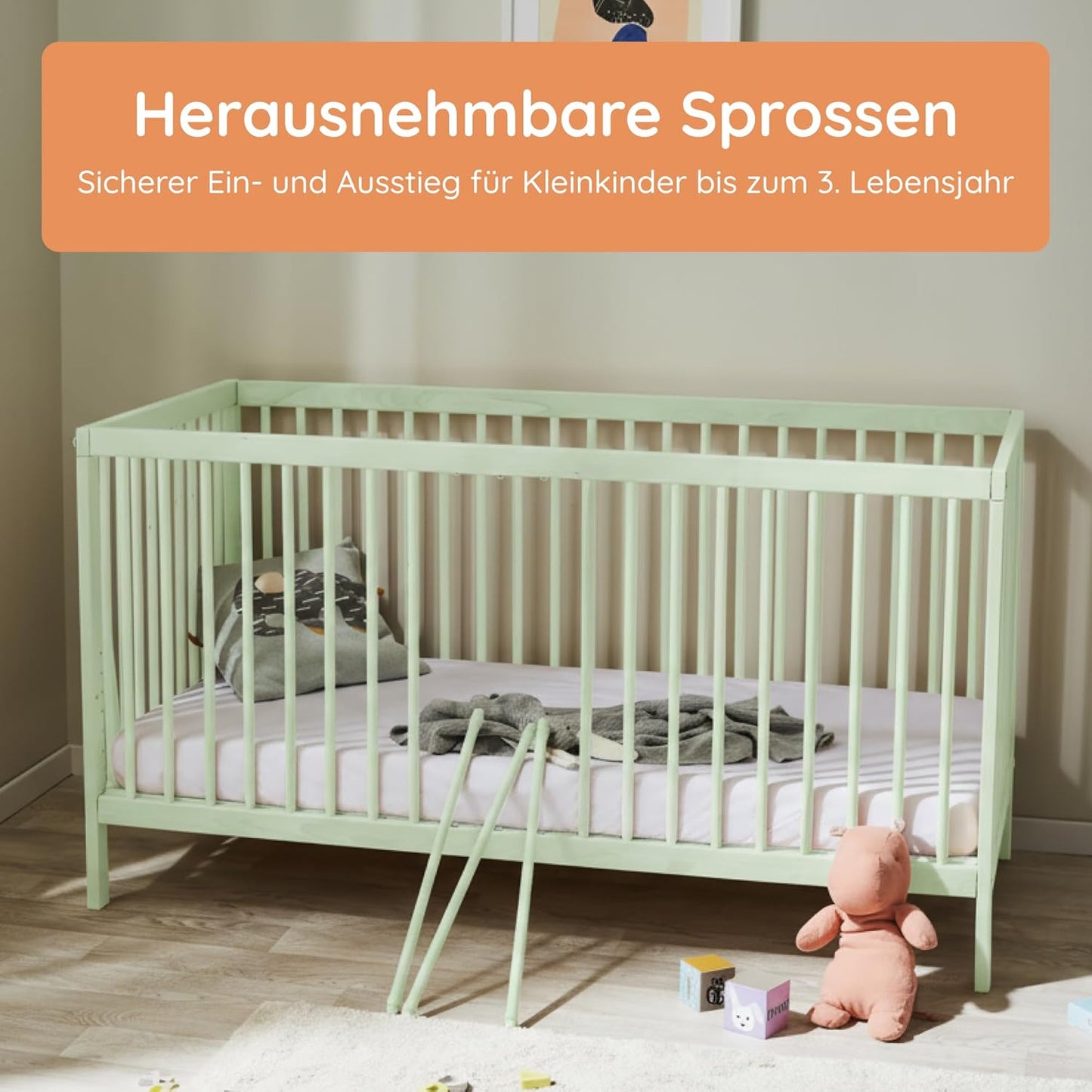 Kids Collective Babybett 60x120 | 70x140 cm, höhenverstellbar 