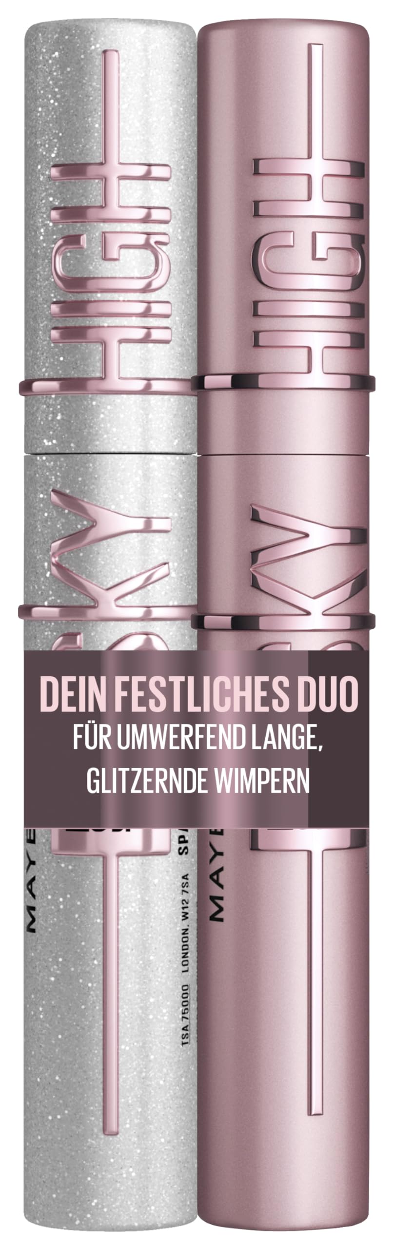 Maybelline New York Sky High Schwarze Wimperntusche für extrem lange Wimpern und Volumen, Sky High Mascara 