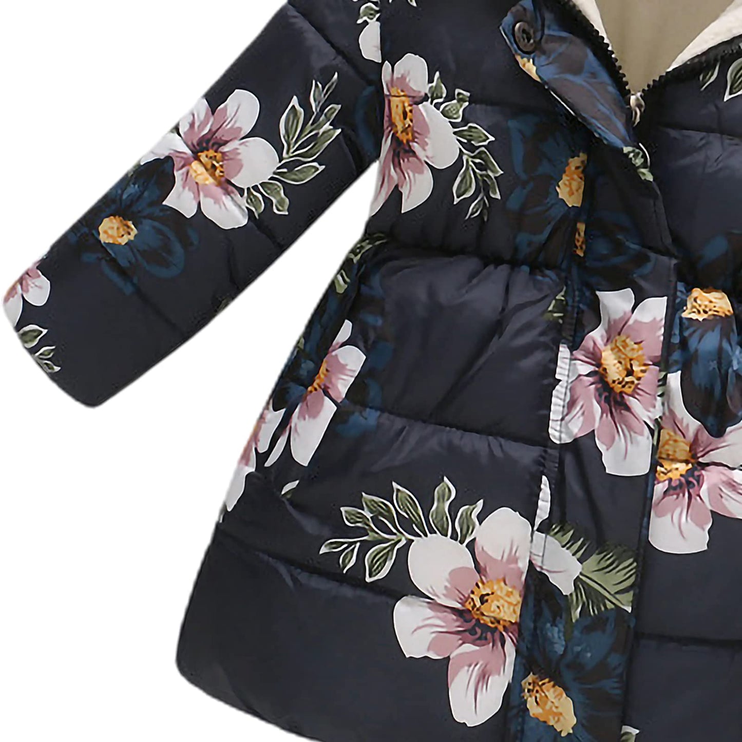 Winter Jacket Girls' Floral Warm Winter Coat Children's Jacket