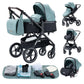 YAZOCO kinderwagen 3 in 1 Buggy Babybett Komplett Set Einem Klick Zusammenklappbarer Kinderwagen, KombiKinderwagen Aluminiumrahmen für Neugeborene 
