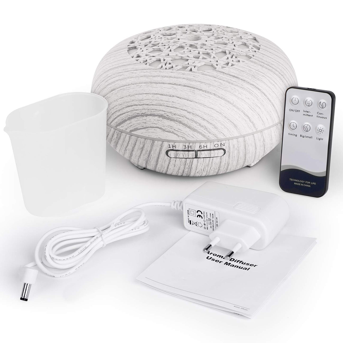 Aroma Diffuser Luftbefeuchter 550ml mit Fernbedienung, Ultraschall Vernebler Duftlampe Öl Diffusor mit 7 Farben LED 