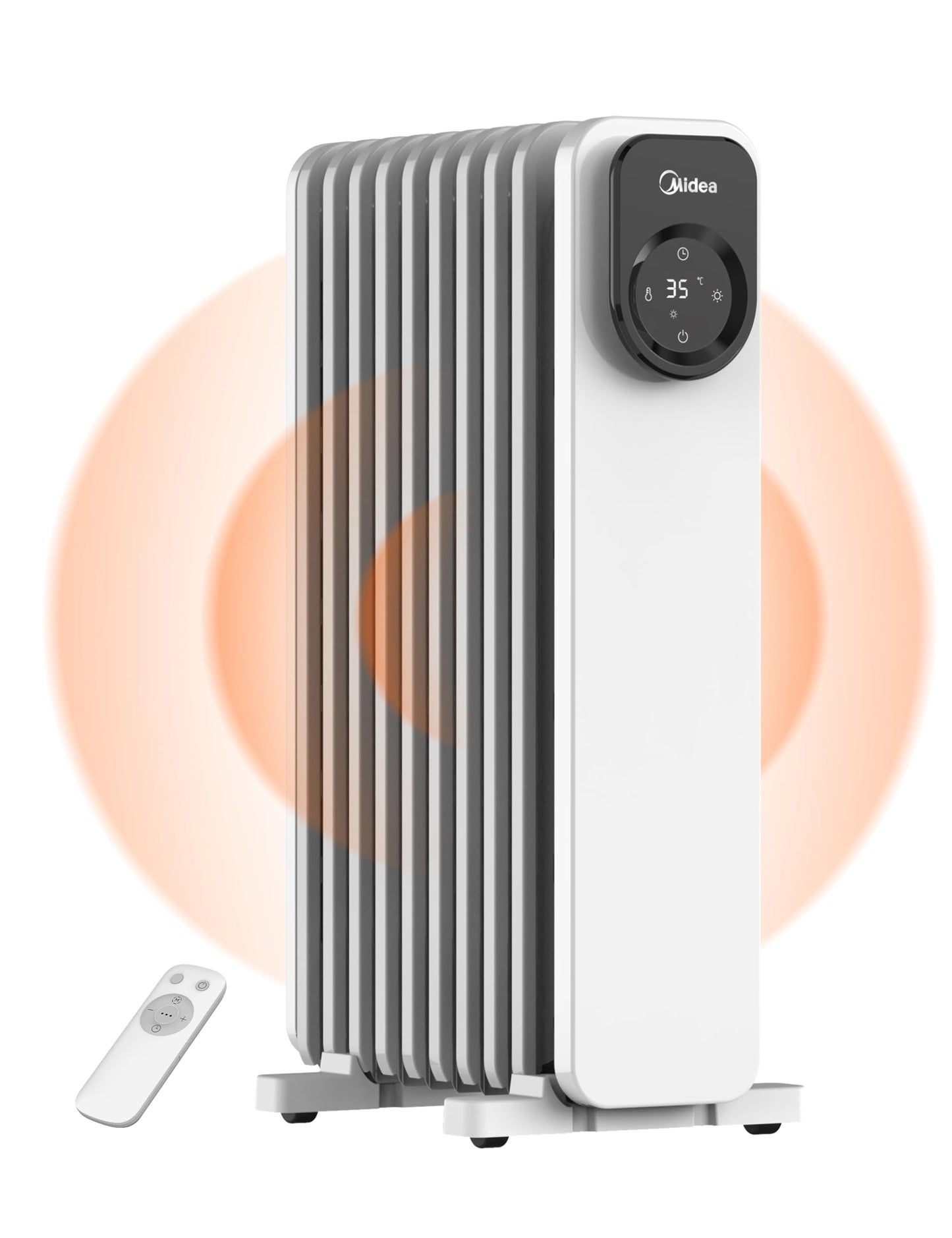 2300W 11 Rippen tragbarer Elektroheizer mit Drehknopfregelung und einstellbarem Thermostat, 3 Heizstufen, Kipp- und Überhitzungsschutz, ultraleicht im Büro &amp; Zuhause