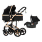 Reenborn 3-in-1 Kinderwagen, Buggy mit zwei umkehrbaren Schiebemodi, Kinderwagen mit Gestell aus Aluminiumlegierung, Babywagen, 3-in-1 Komplettset mit Ein-Klick-Faltmechanismus 