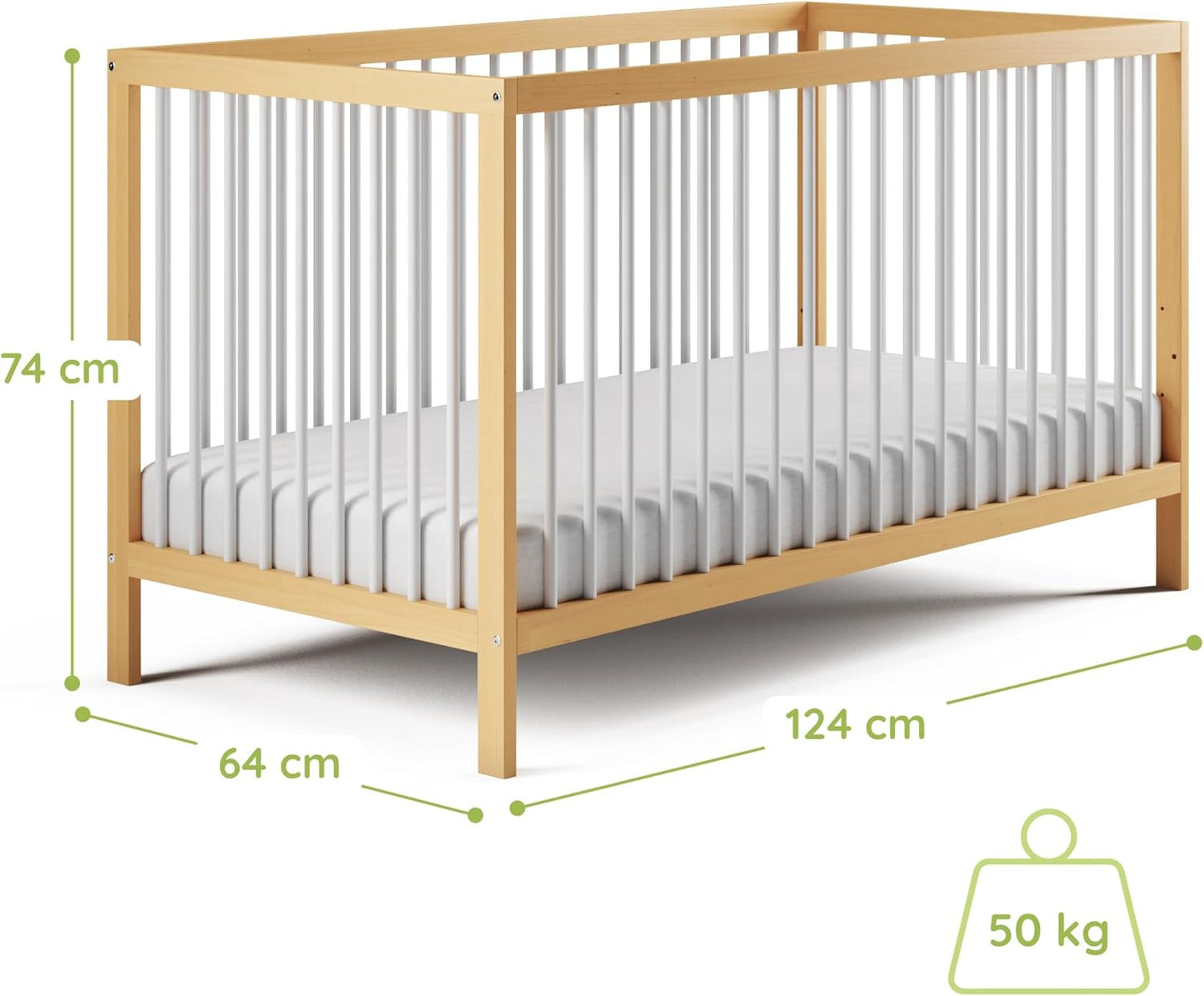 Kids Collective Babybett 60x120 | 70x140 cm, höhenverstellbar 