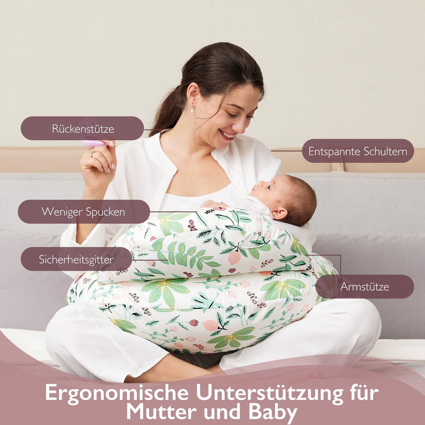 Stillkissen, Stillkissen mit Sicherheitsrand – Ergonomisches Still- und Positionierungskissen 