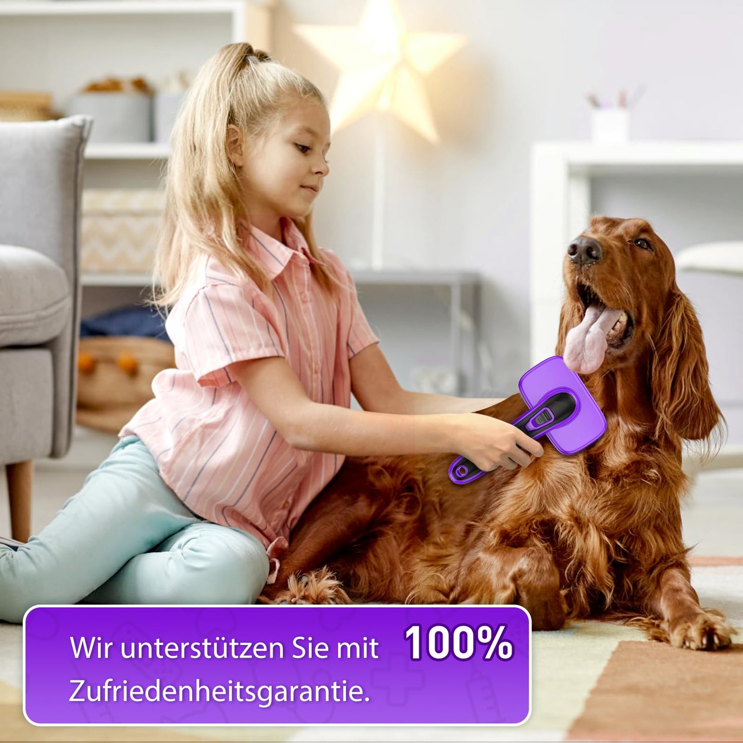 Hundebürste für Hunde und Katzen, selbstreinigend, Katzenbürste für Unterwäsche und Fell 