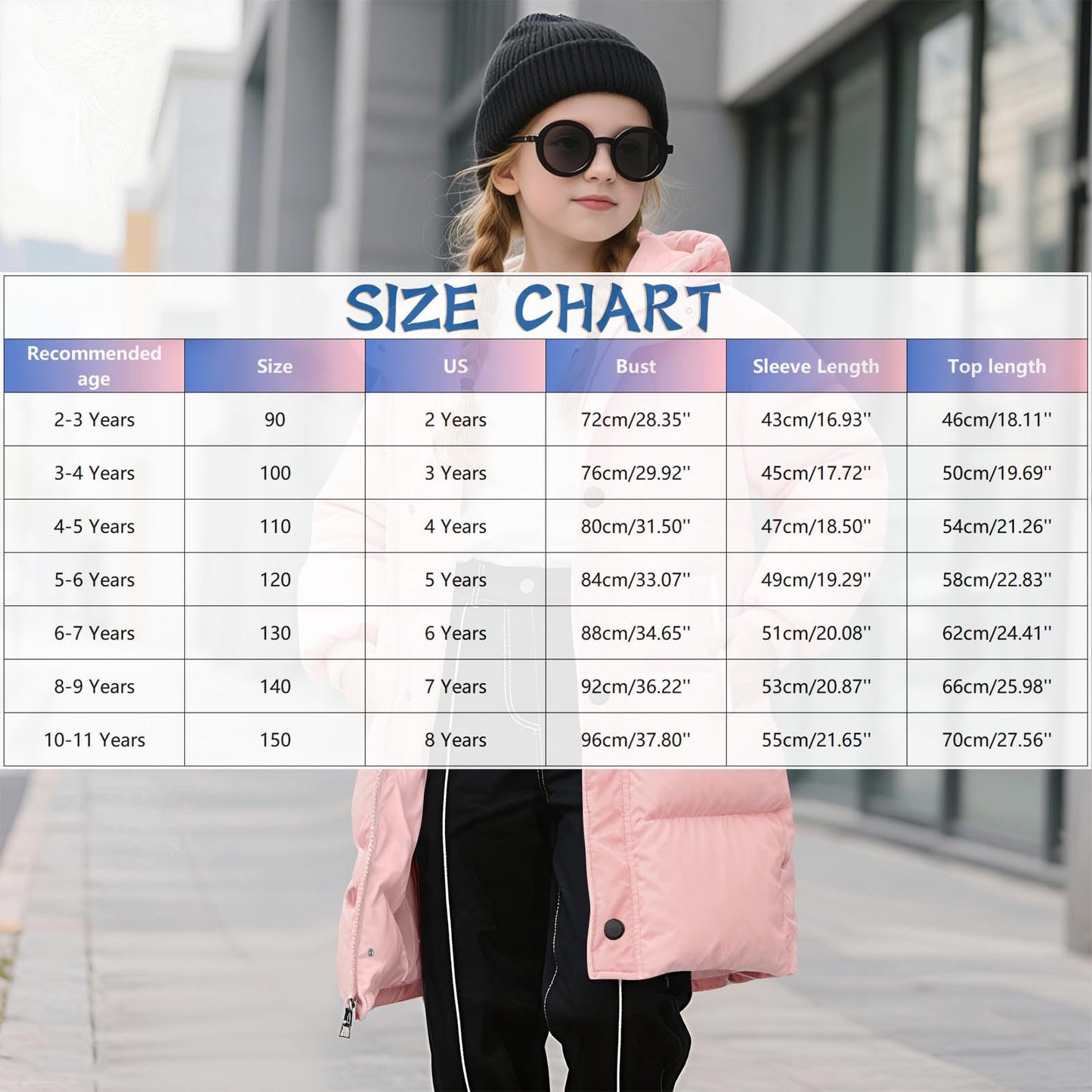 Wintermantel Mädchen Lang Daunenmantel, KODMNSW Warm Puffer Mantel Winterjacke mit Kapuze 