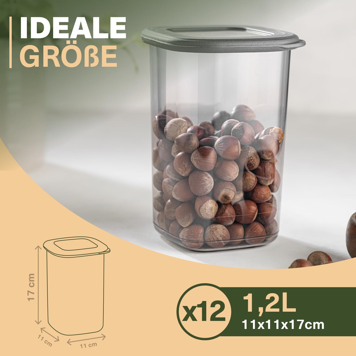 Lebensmittelaufbewahrungsbehälter, Vorratsdosen mit luftdichtem Deckel, praktischer Organizer für die Küche 