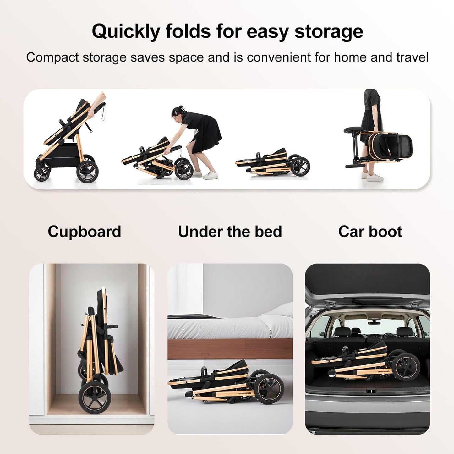 3-in-1 Kinderwagen-Set mit Sitz und faltbarem Babybett, verstellbare Liegeposition, bis 15 kg, 0-3 Jahre 