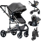 Reenborn 3-in-1 Kinderwagen, Buggy mit zwei umkehrbaren Schiebemodi, Kinderwagen mit Gestell aus Aluminiumlegierung, Babywagen, 3-in-1 Komplettset mit Ein-Klick-Faltmechanismus 