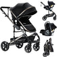 Reenborn 3-in-1 Kinderwagen, Buggy mit zwei umkehrbaren Schiebemodi, Kinderwagen mit Gestell aus Aluminiumlegierung, Babywagen, 3-in-1 Komplettset mit Ein-Klick-Faltmechanismus 