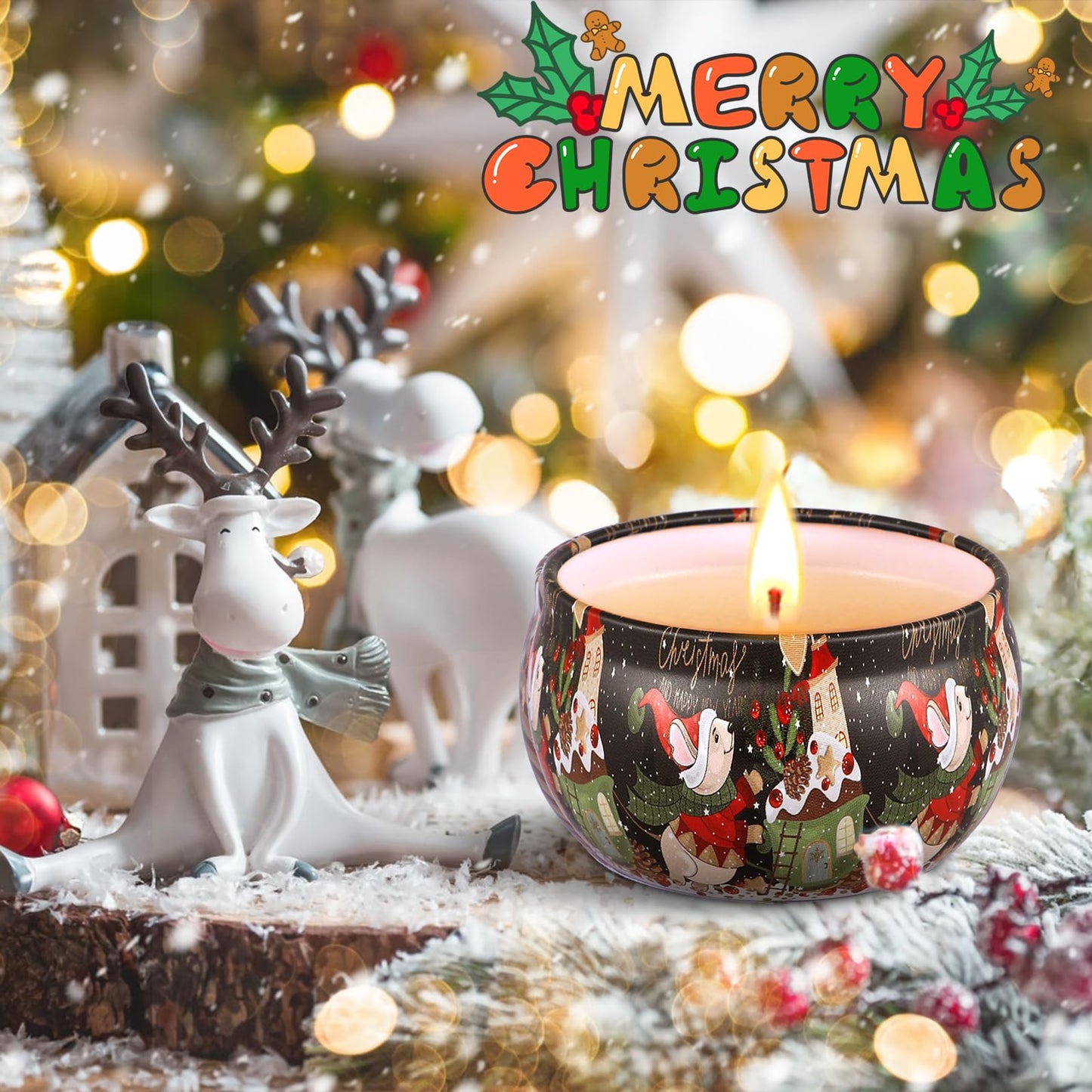 Duftkerzen-Set, 12 Stück Weihnachtskerze, natürliches Sojawachs Kerzen, Aromatherapie Weihnachtskerzen Aroma 