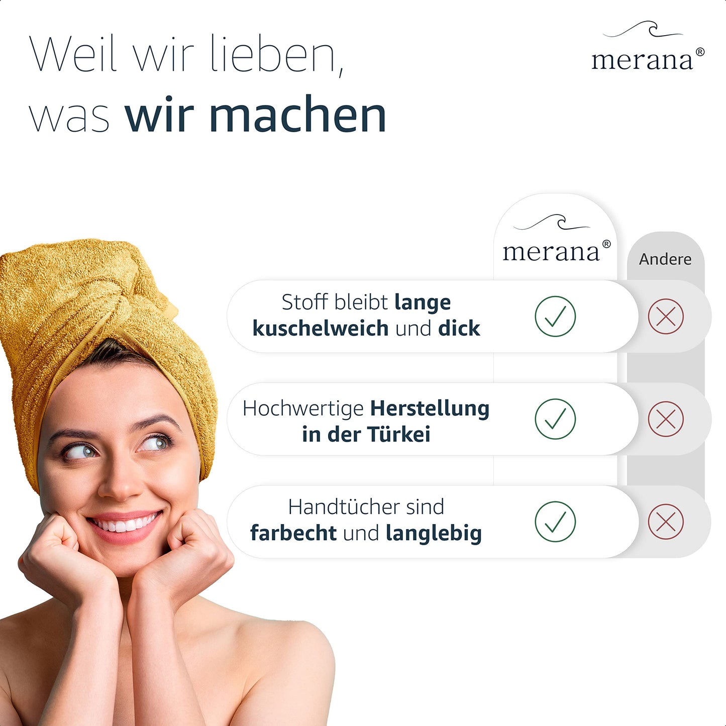 Ensemble de poignées Merana Rome | saugstark, weich et fusselfrei | Frottier Luxus Qualité | 100% laine de Baum | Oeko-TEX | 4 x chambres d'hôtes (30x50cm))