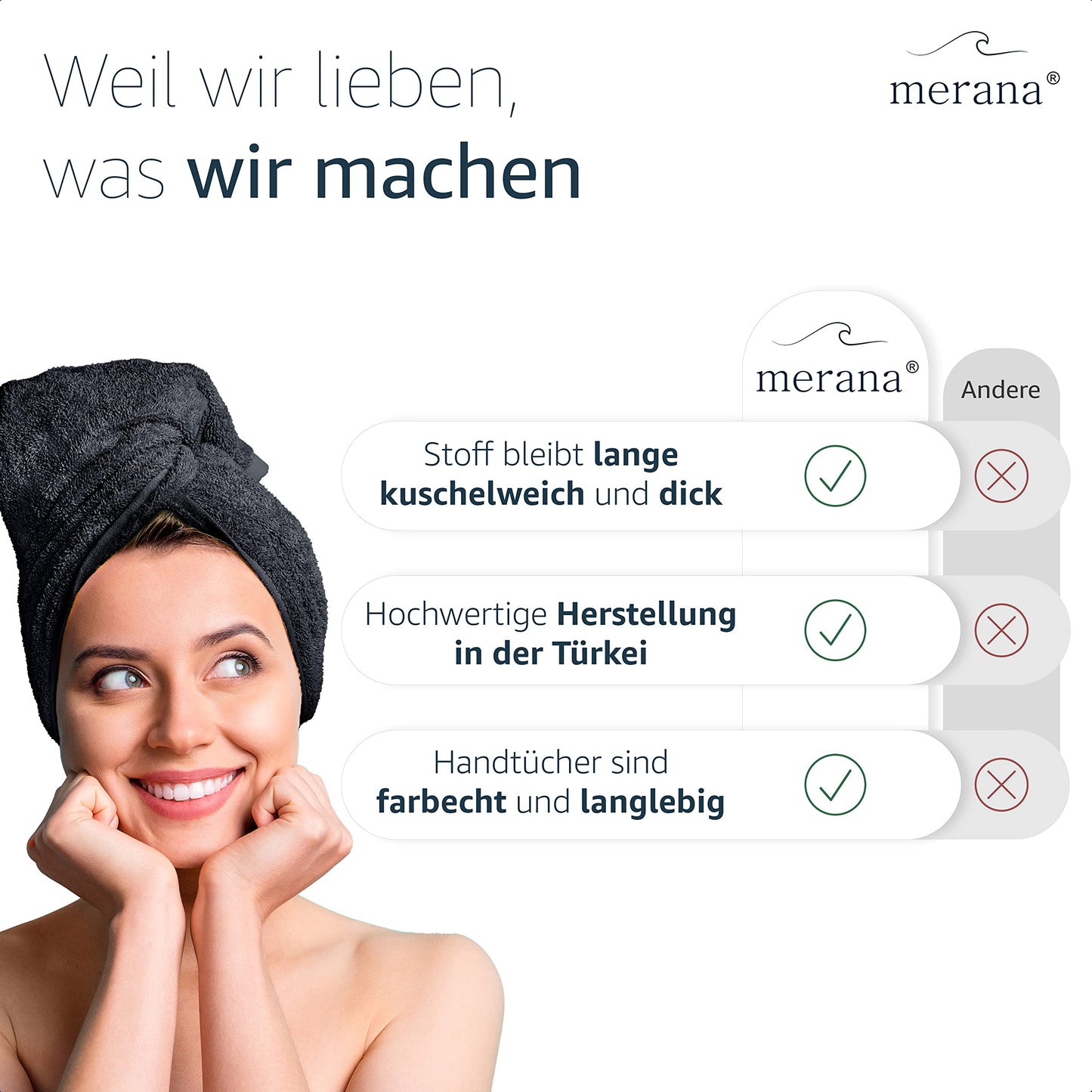 Ensemble de poignées Merana Rome | saugstark, weich et fusselfrei | Frottier Luxus Qualité | 100% laine de Baum | Oeko-TEX | 4 x chambres d'hôtes (30x50cm))