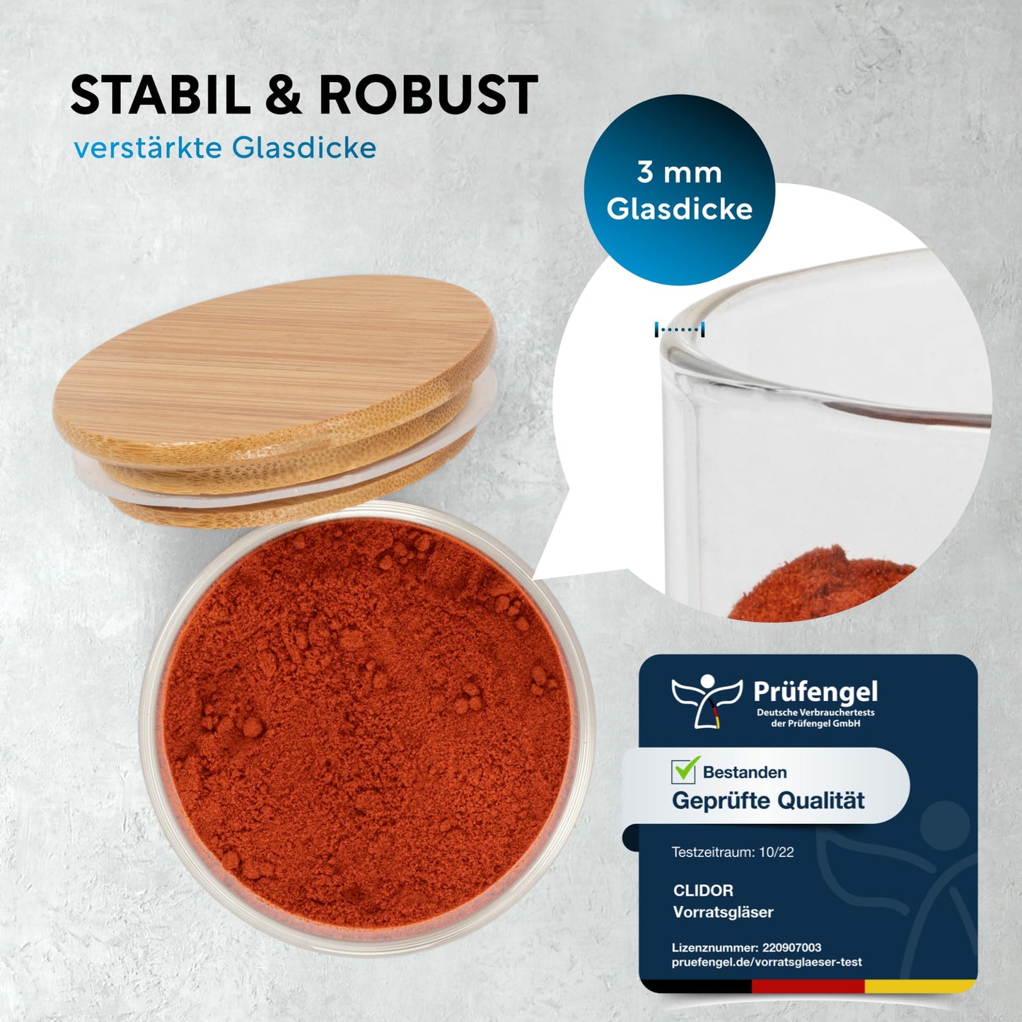 Aufbewahrungsbox Küche für alle Lebensmittel, Küchen Organizer, Vorratsgläser mit Deckel, Eckig - 12er Set, Erhöhte Glasstärke 