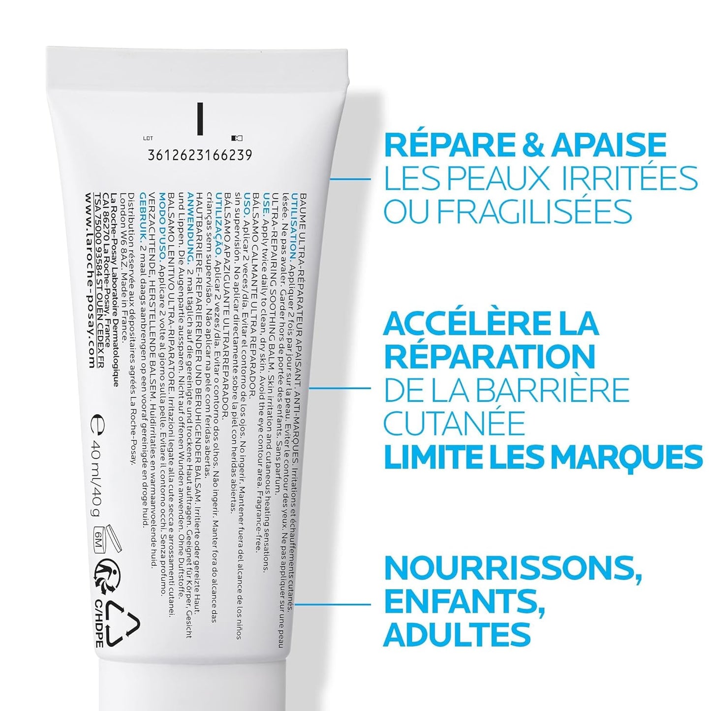 La Roche-Posay Reparierende Creme für Körper, Gesicht und Lippen, für empfindliche Haut, mit Dexpanthenol und Tribiom, reduziert Spannungsgefühle und Rötungen, Cicaplast Baume B5+, 100 ml 
