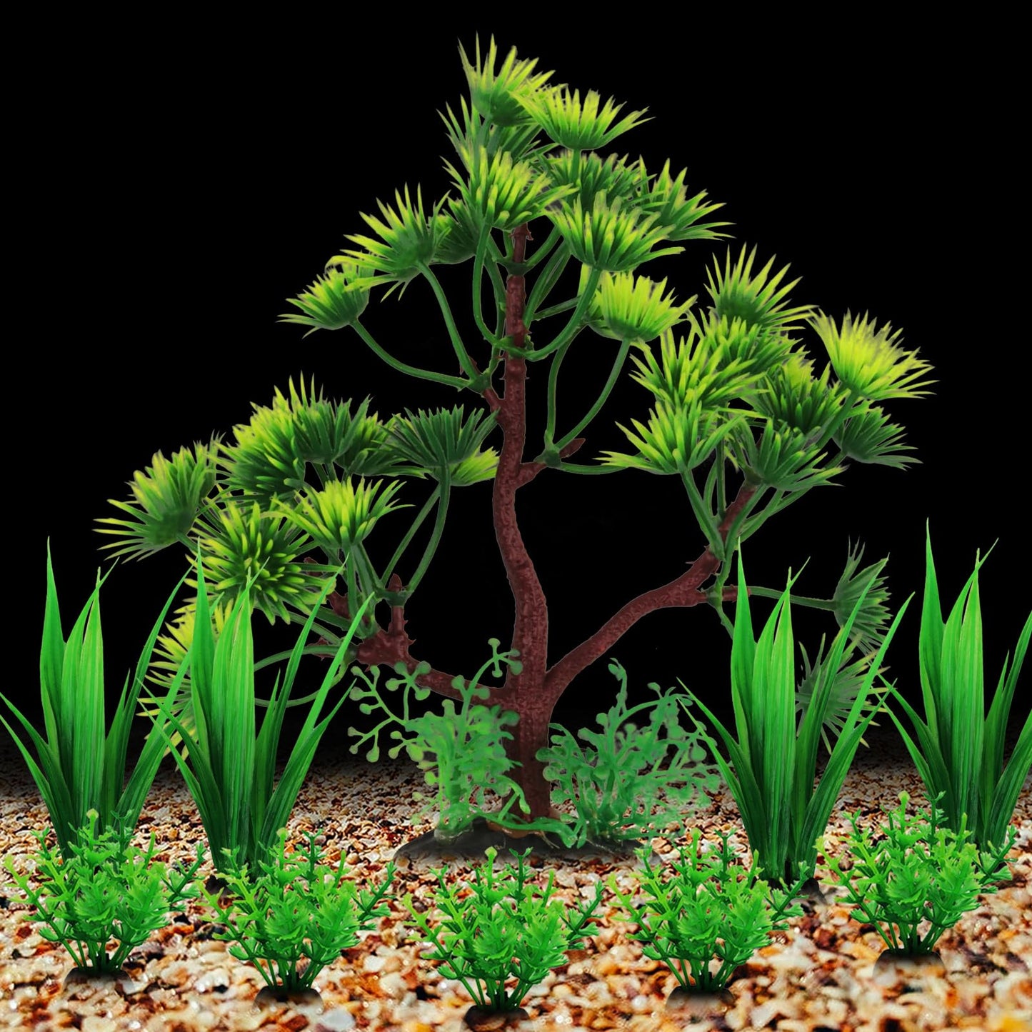10er-Pack künstliche Pflanzen, Aquariendekoration, grüne Kunststoffpflanzen 