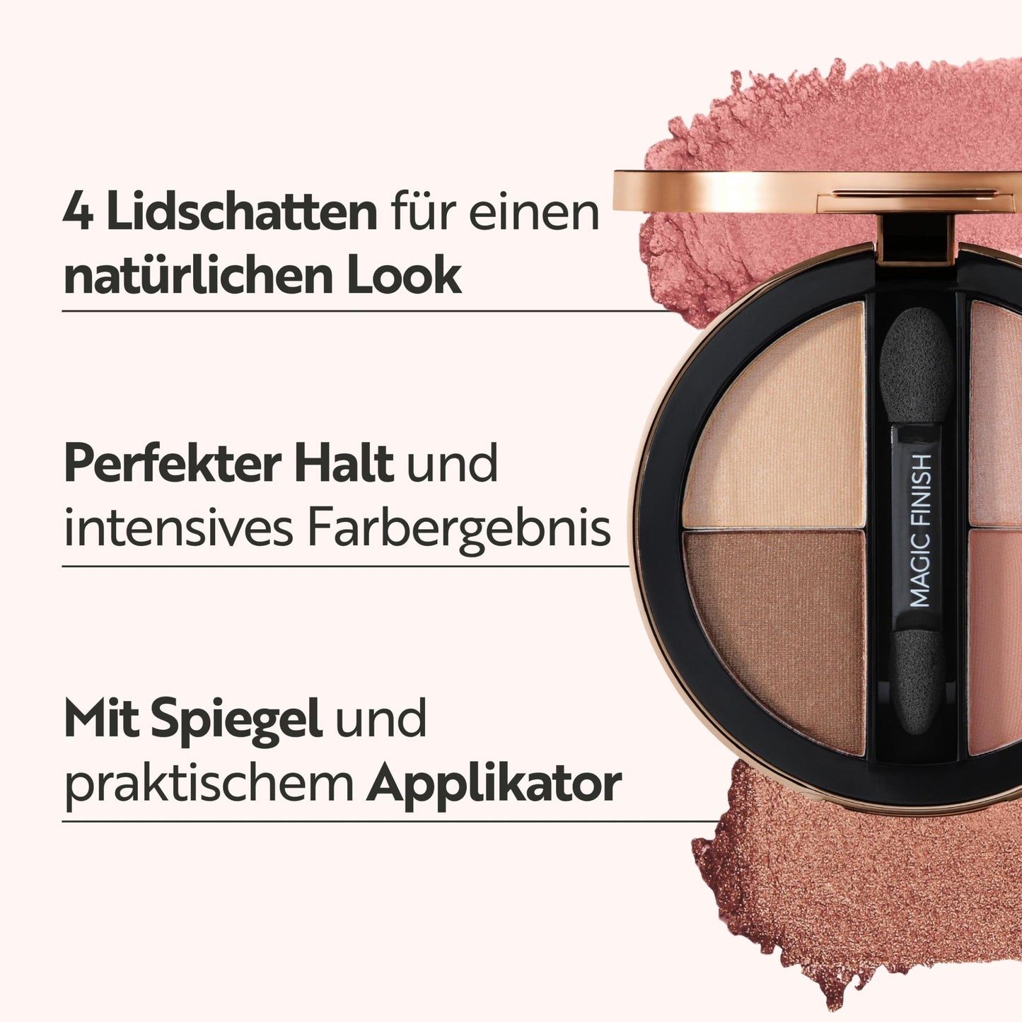 MAGIC FINISH Satin Eyeshadow – Hochpigmentierte Lidschatten-Palette mit 4 harmonierenden Lidschatten, 