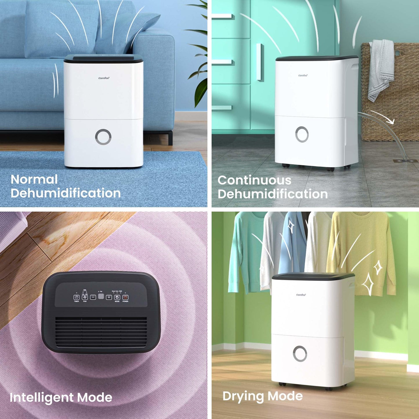 Luftentfeuchter, Entfeuchter 10 l/24 h, Raumgröße ca. 50 m³ (20 m²), LED-Anzeige 