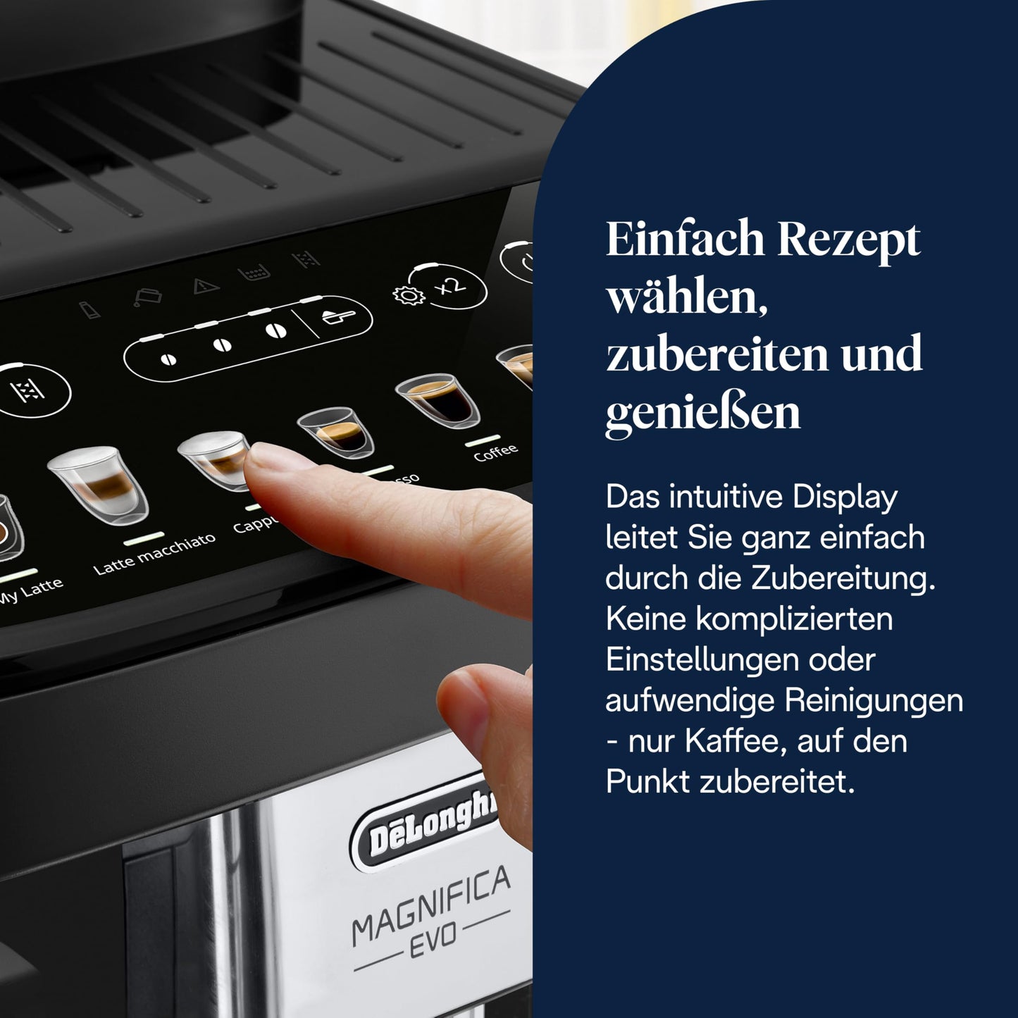 De'Longhi Kaffeevollautomat mit LatteCrema Milchsystem, 7 Direktwahltasten für Cappuccino, Espresso 